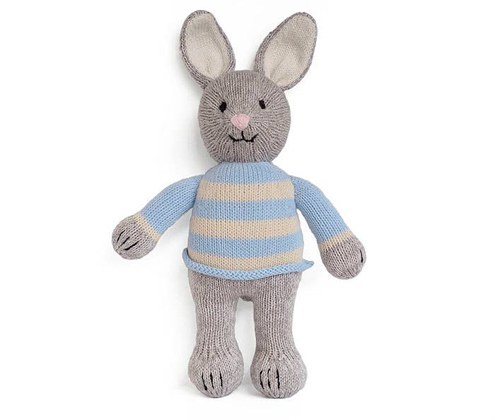 Grey Bunny in Sweater Stuffed Animal - DIGS