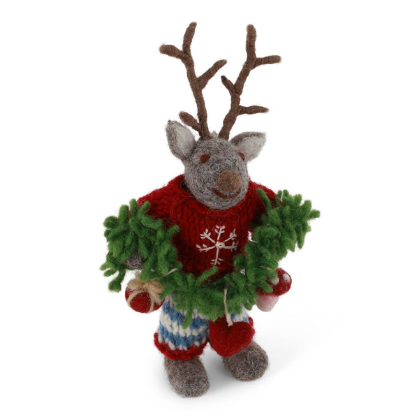 Grey Deer w/Garland Ornament - DIGS