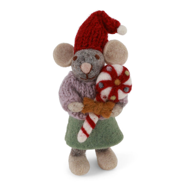 Grey Mouse w/Candy Ornament - DIGS