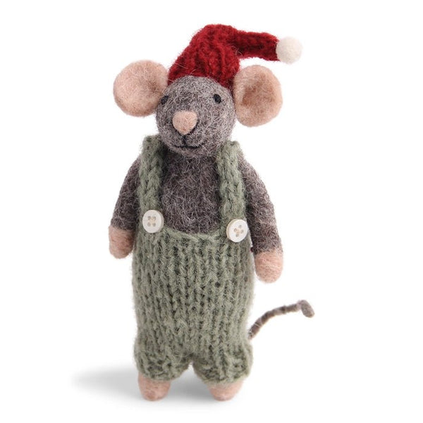 Grey Mouse w/Green Pants Ornament - DIGS