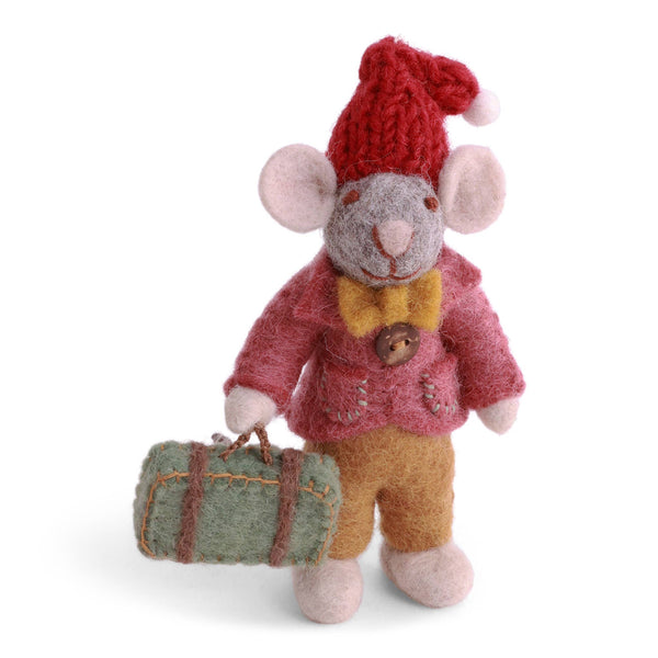 Grey Mouse w/Suitcase Ornament - DIGS
