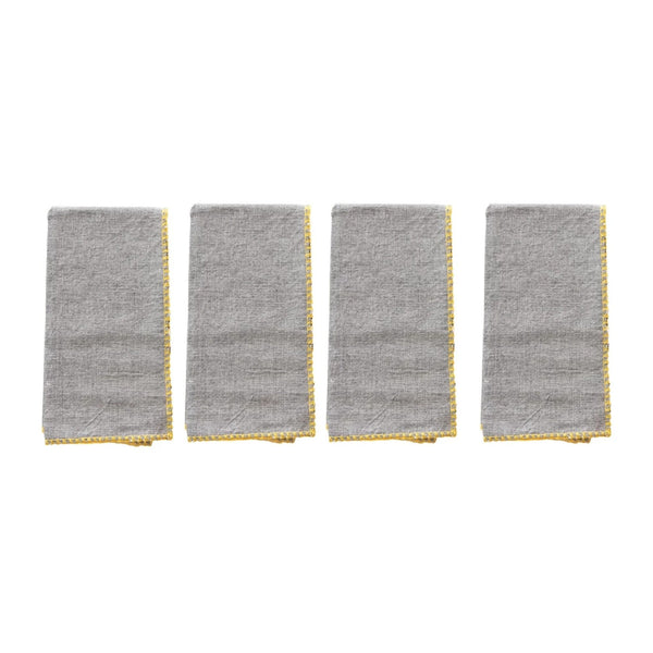 Grey Napkins w/ Yellow Embroidered Edge - DIGS
