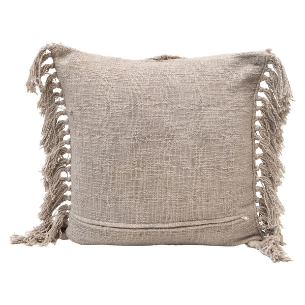 Grey Tufted & Fringe Pillow - DIGS