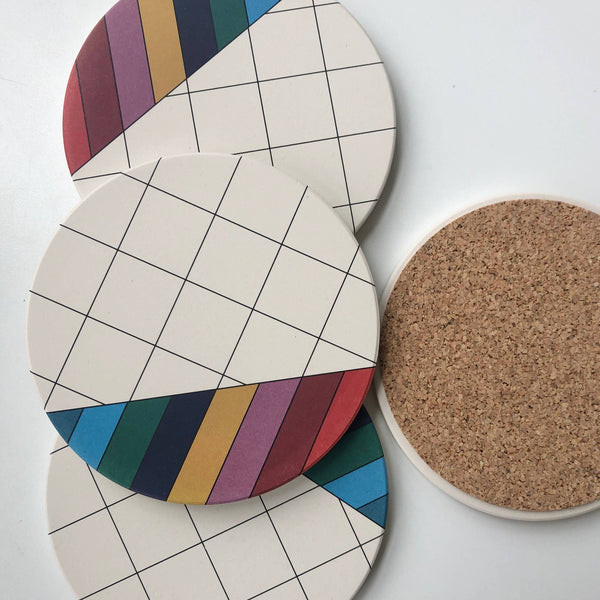 Grid Absorbent Stone Coasters - DIGS