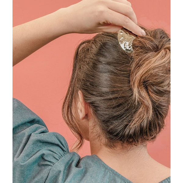 Hammered Crescent Brass Hair Pin - DIGS