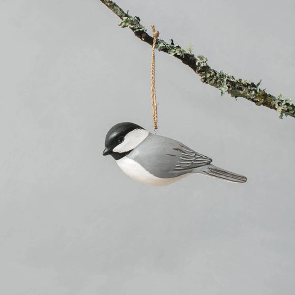 Hand Carved Chickadee Ornament - DIGS