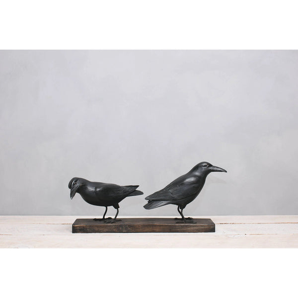 Hand Carved Mini Crow Sculpture Set of 3 - DIGS