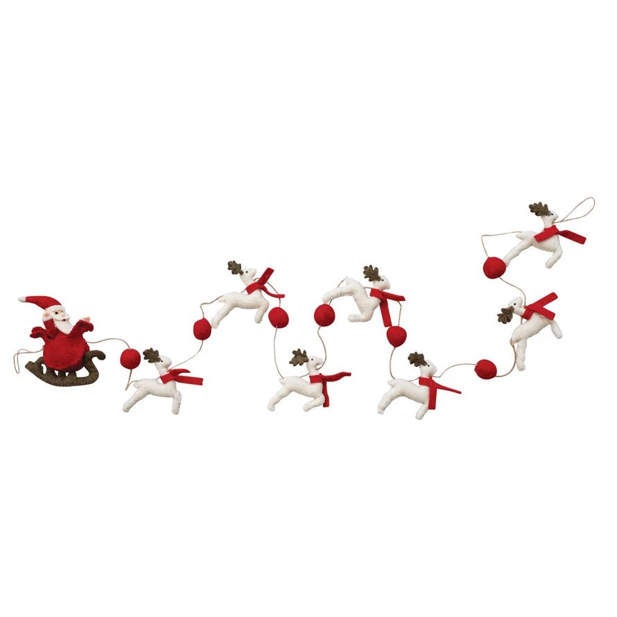 Handcrafted Santa And Reindeer Felt Garland - DIGS