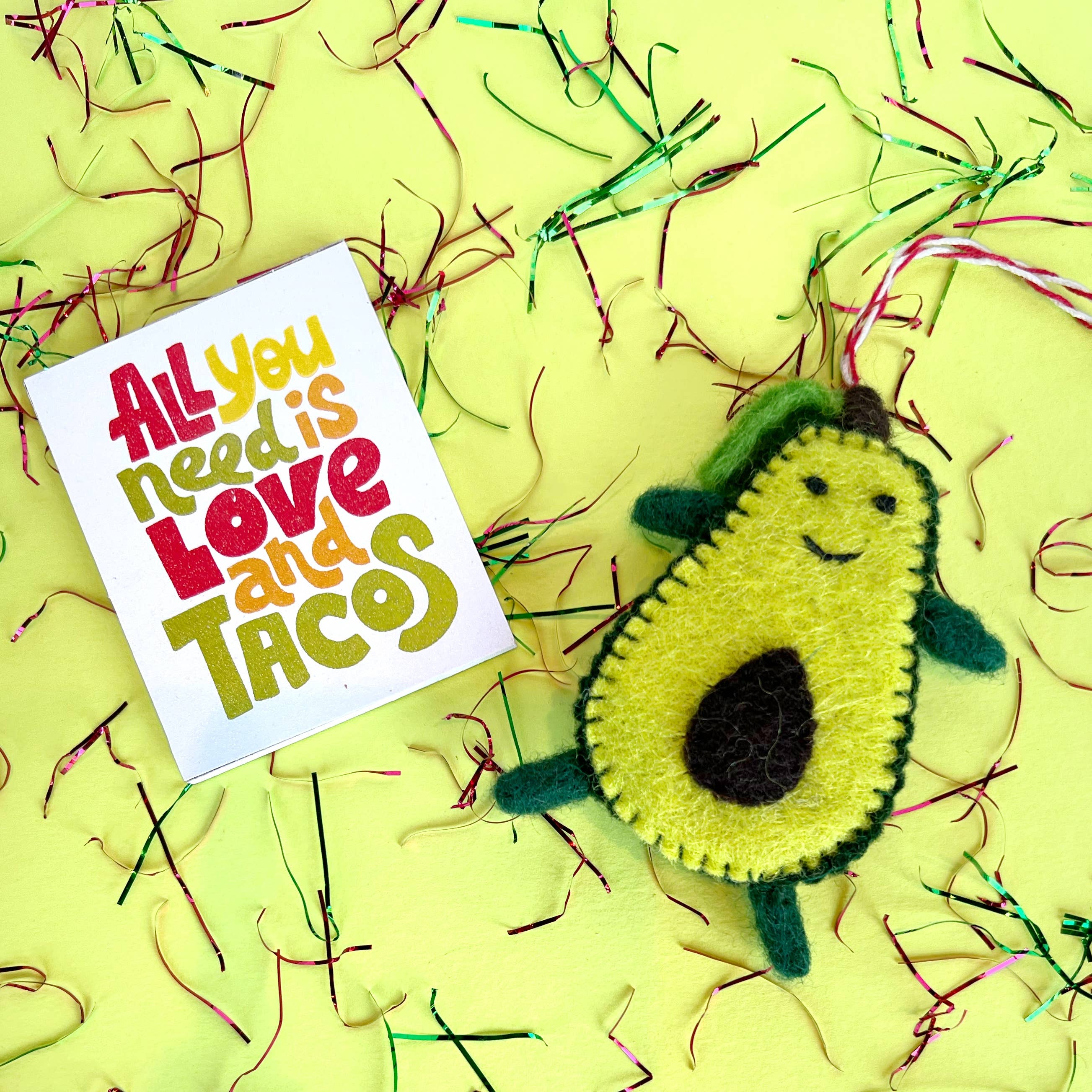 Happy Avocado Felt Wool Ornament - DIGS