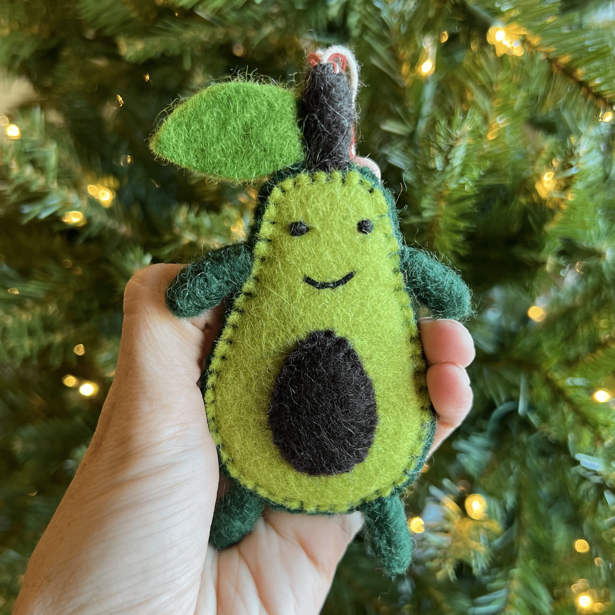 Happy Avocado Felt Wool Ornament - DIGS
