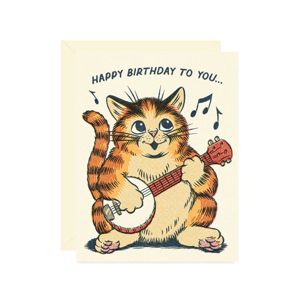 Happy Birthday Singing Banjo Cat Card - DIGS