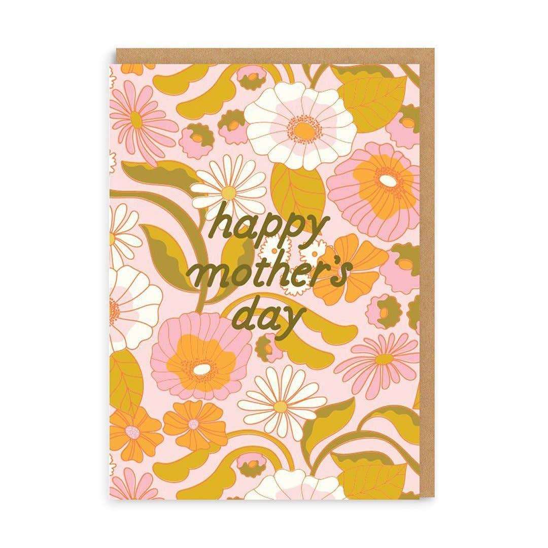 Happy Mother's Day Retro Floral Greeting Card - DIGS