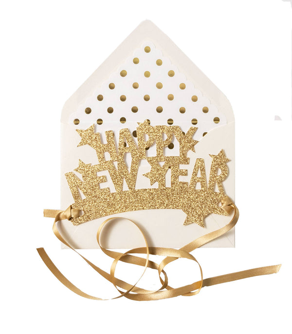 Happy New Year Wearable Glitter Crown with Ribbon - DIGS