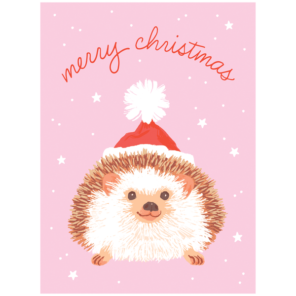 Hedgehog in Santa Hat Card - DIGS