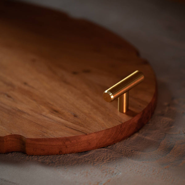 Hickory Tray with Brushed Brass Handles - DIGS
