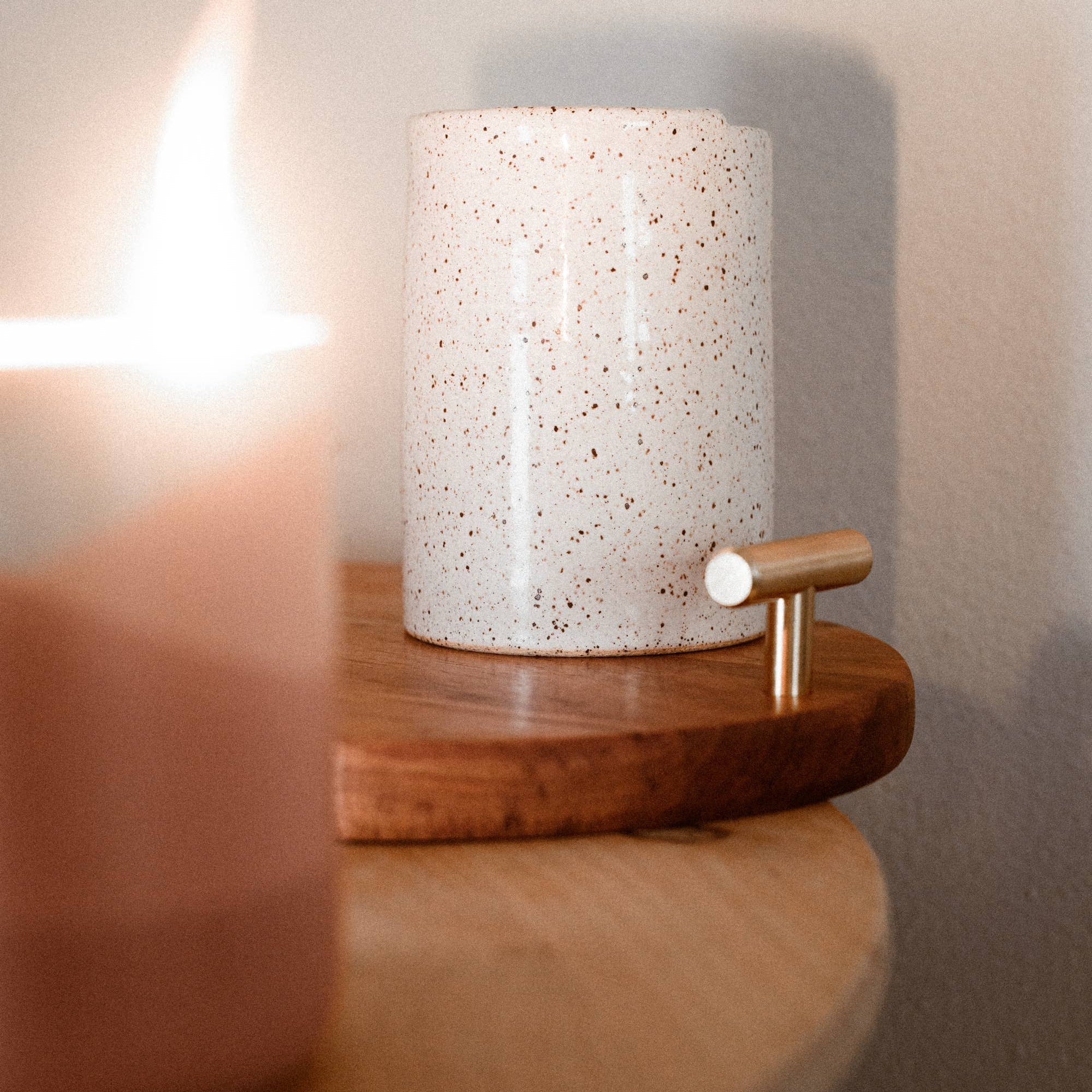 Hickory Tray with Brushed Brass Handles - DIGS