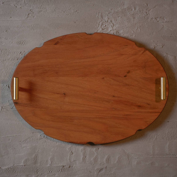 Hickory Tray with Brushed Brass Handles - DIGS