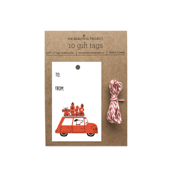 Holiday Dog Driver Gift Tags - DIGS