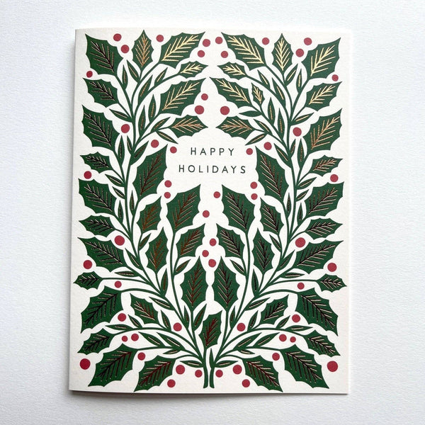 Holly Leaves & Berries Holiday Card - DIGS
