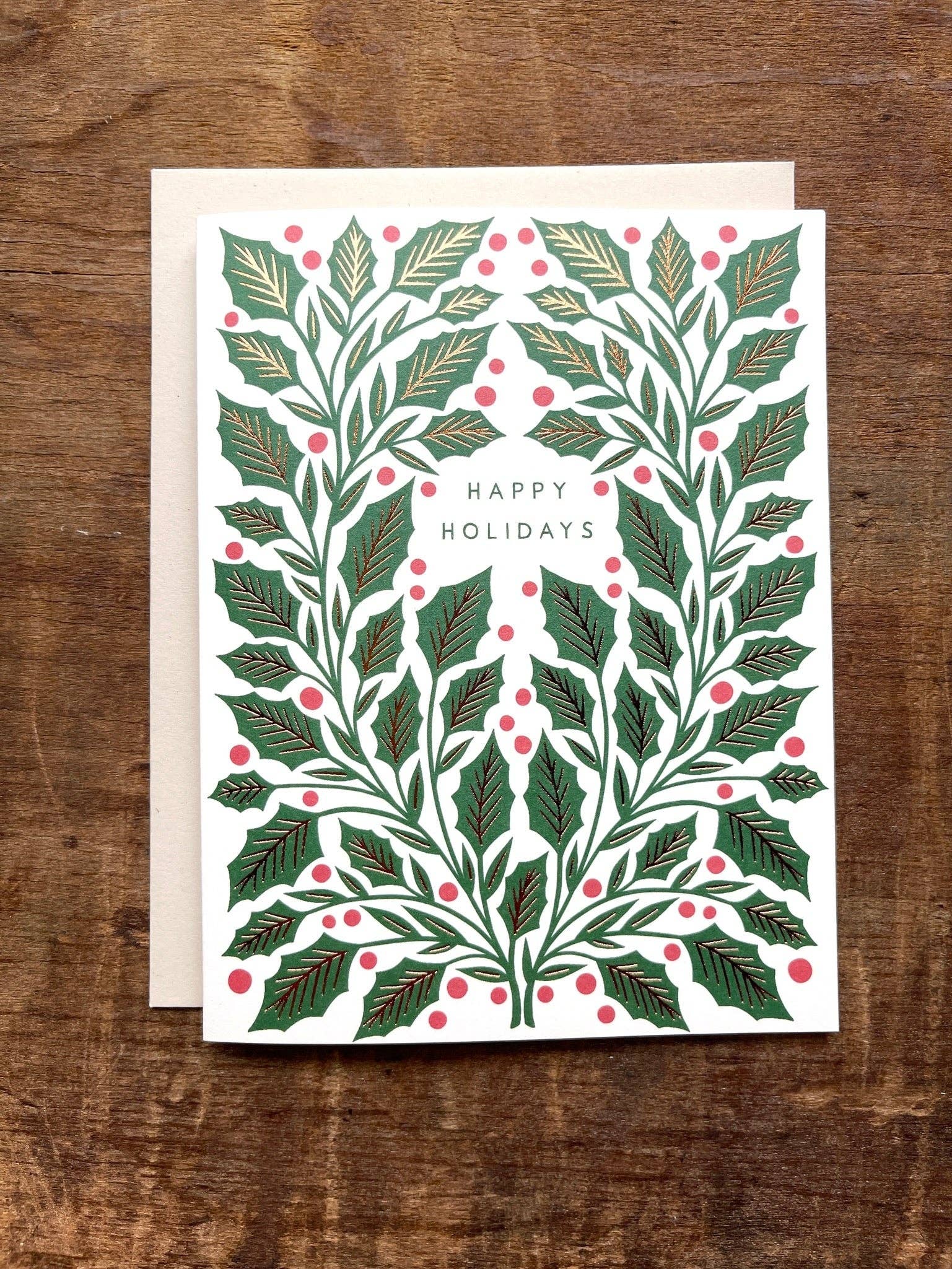 Holly Leaves & Berries Holiday Card - DIGS