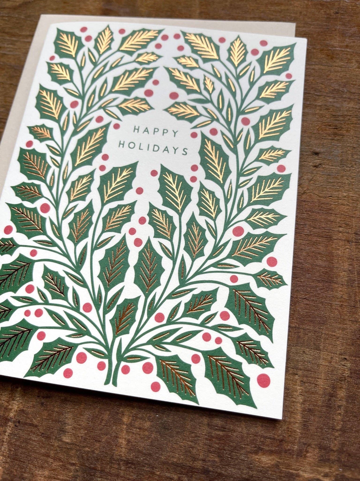 Holly Leaves & Berries Holiday Card - DIGS