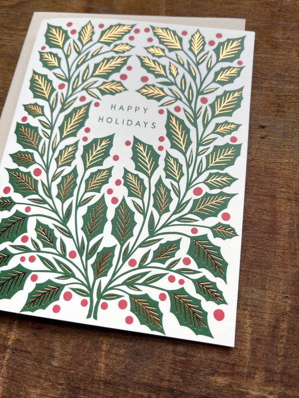 Holly Leaves & Berries Holiday Card - DIGS