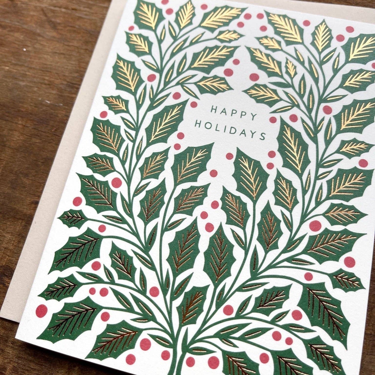 Holly Leaves & Berries Holiday Card - DIGS