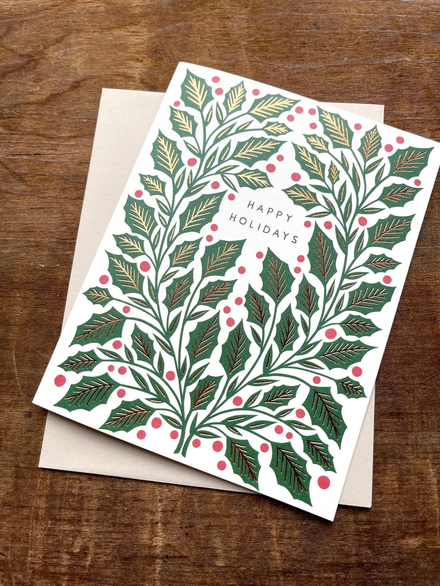 Holly Leaves & Berries Holiday Card - DIGS