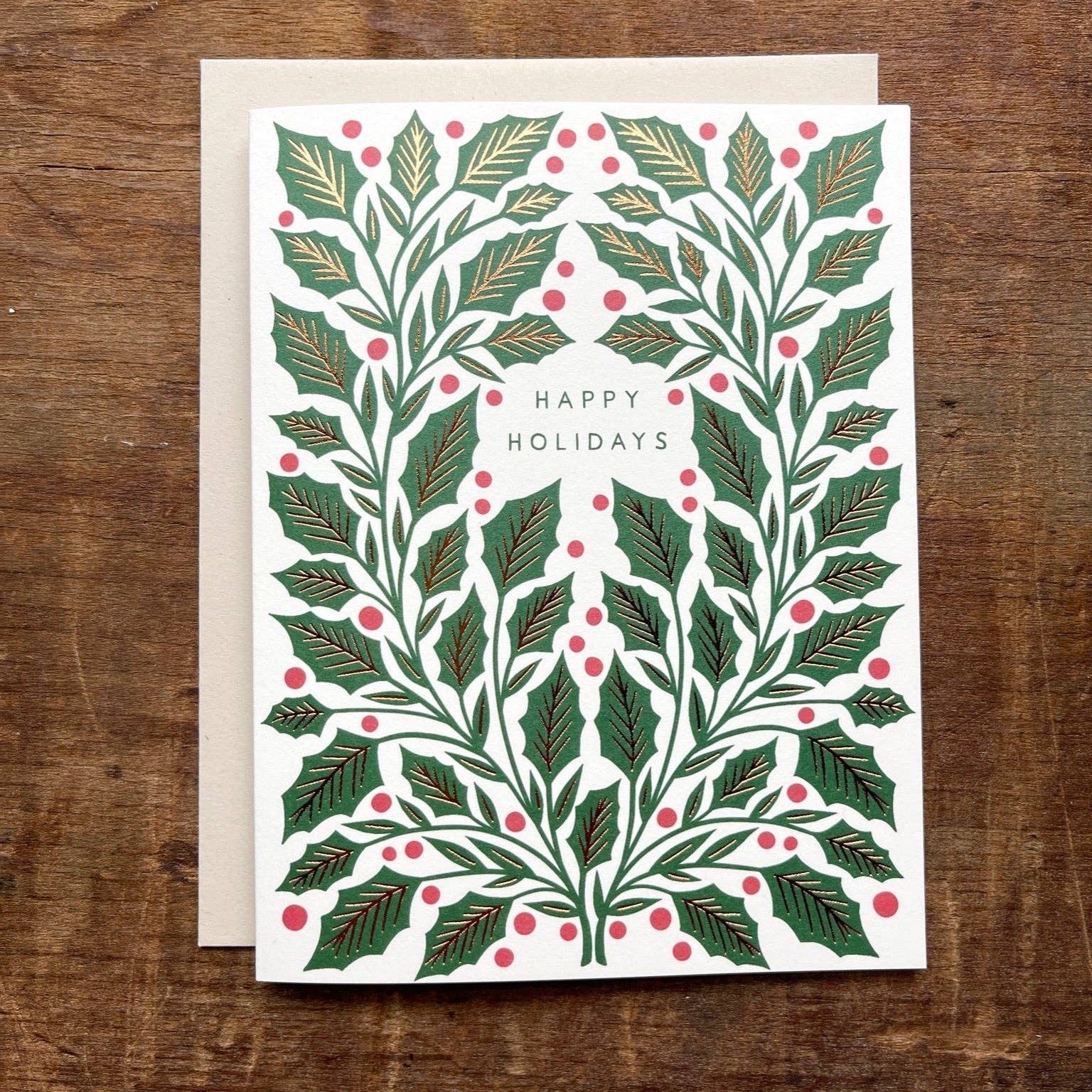 Holly Leaves & Berries Holiday Card - DIGS