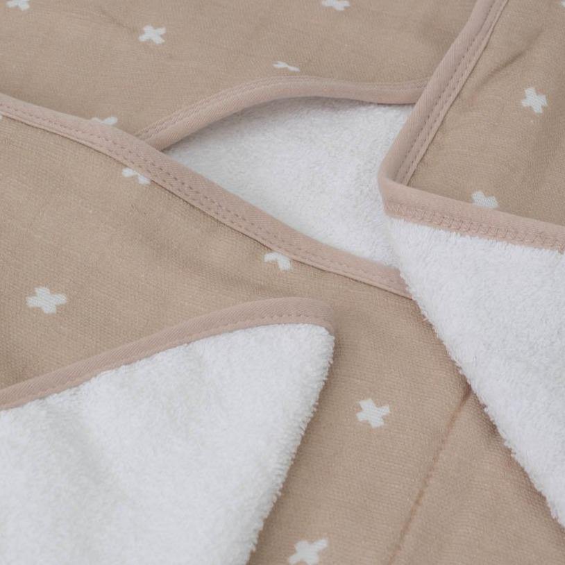 Hooded Towel Set: Taupe Cross - DIGS