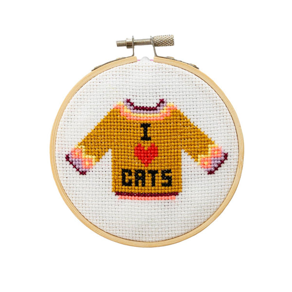 I Love Cats Mini Cross Stitch Kit - DIGS