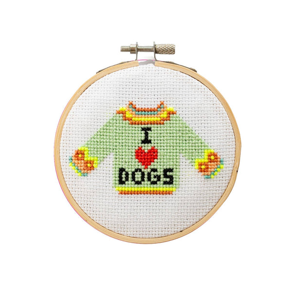 I Love Dogs Mini Cross Stitch Kit - DIGS