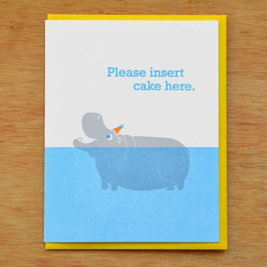 Insert Cake Hippo Birthday Card - DIGS