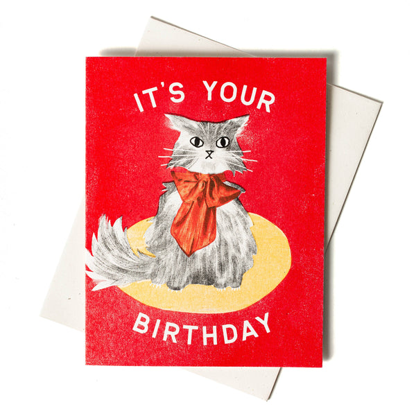 It's Your Birthday Bow Cat Card - DIGS