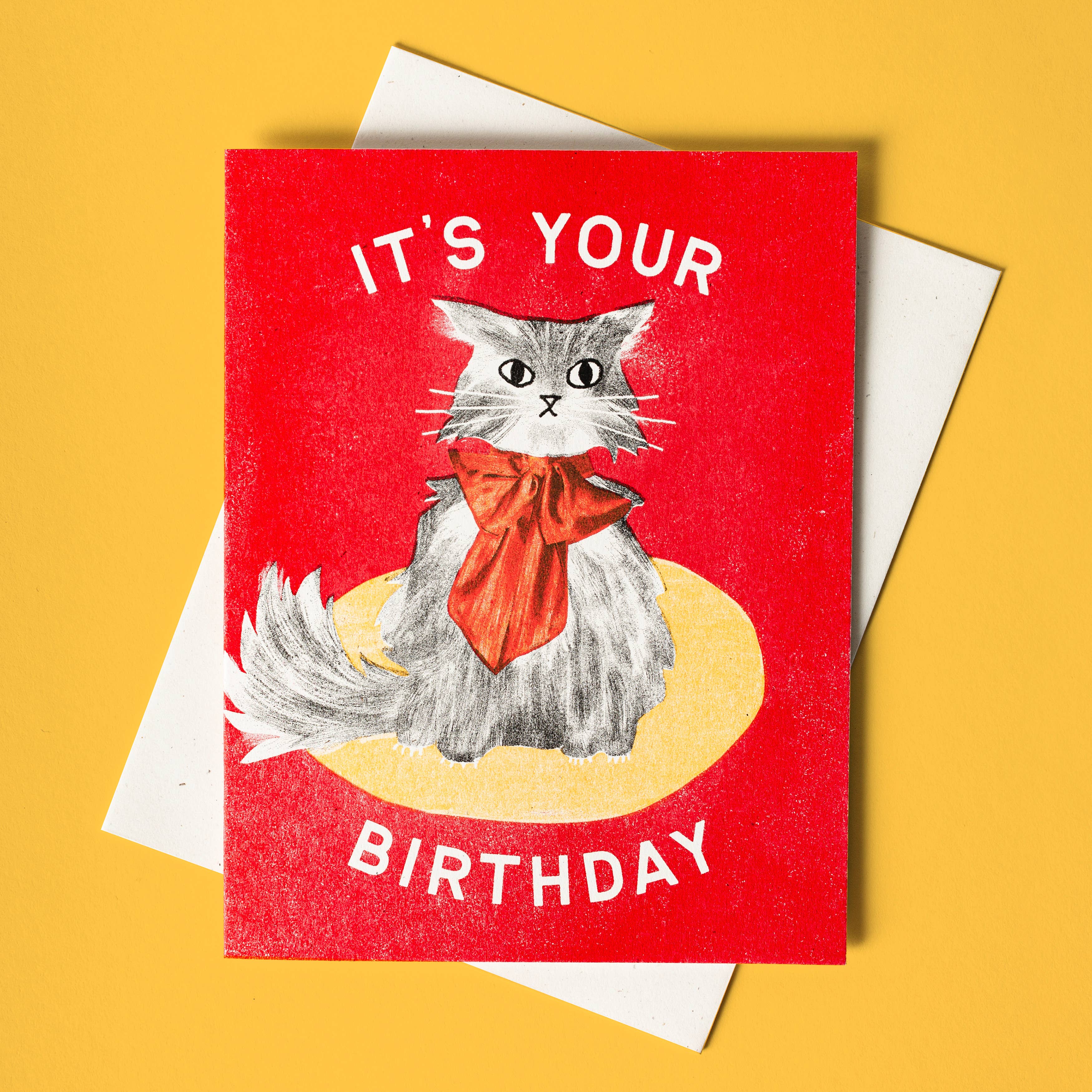 It's Your Birthday Bow Cat Card - DIGS