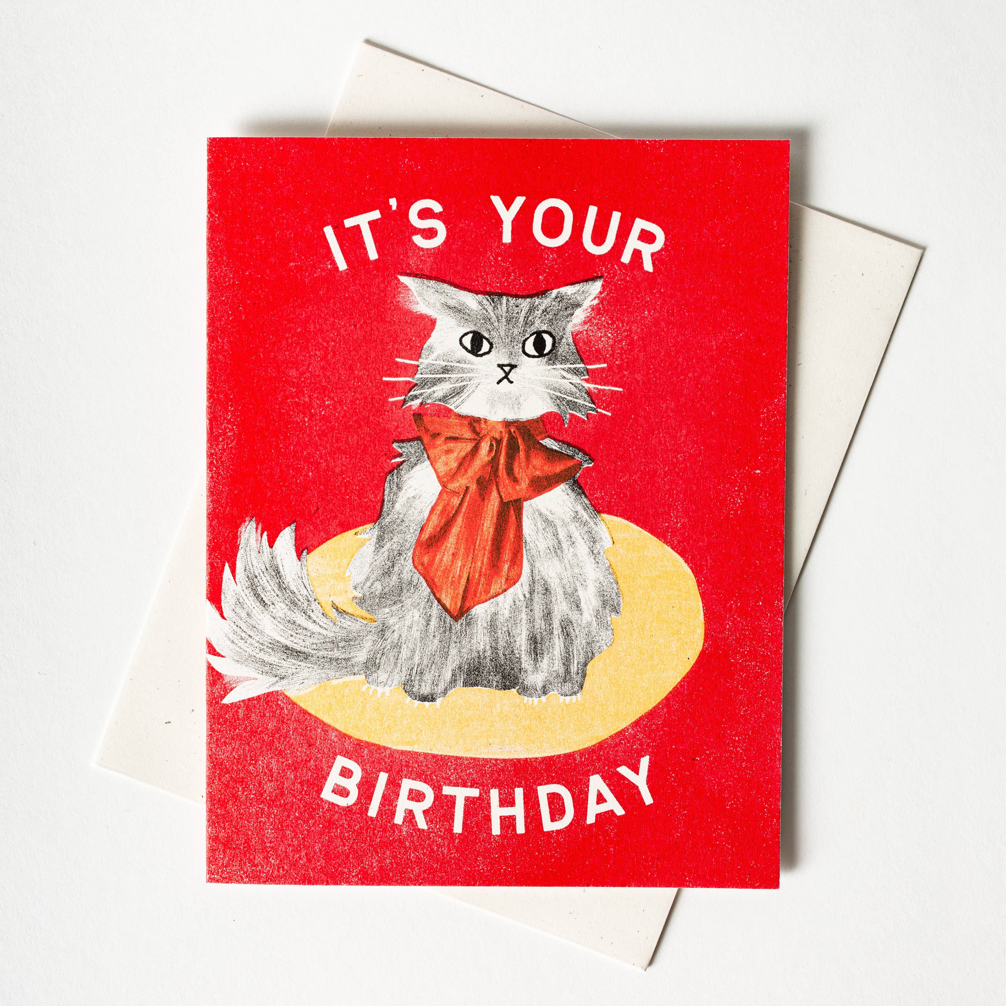 It's Your Birthday Bow Cat Card - DIGS