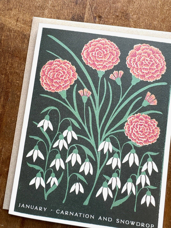 January Month Flowers Card - DIGS