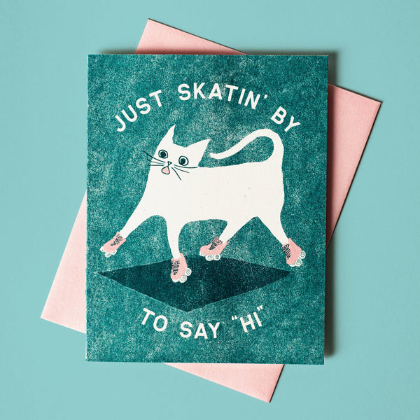 Just Skatin' By Cat Card - DIGS