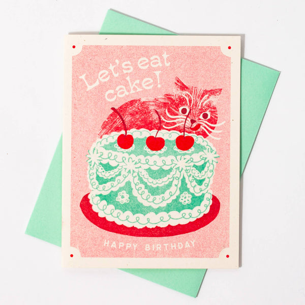 Let's Eat Cake Cat Birthday Card - DIGS