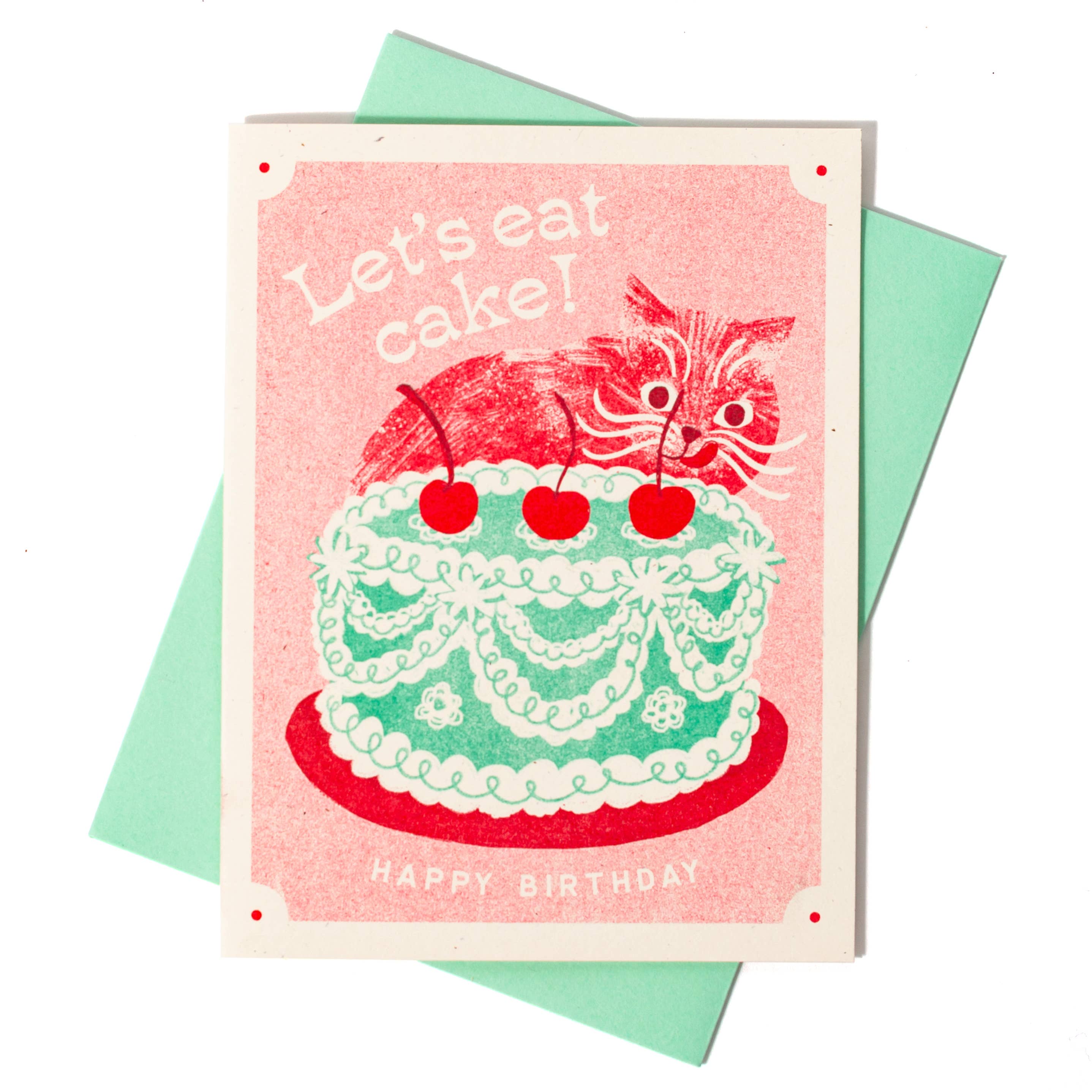 Let's Eat Cake Cat Birthday Card - DIGS