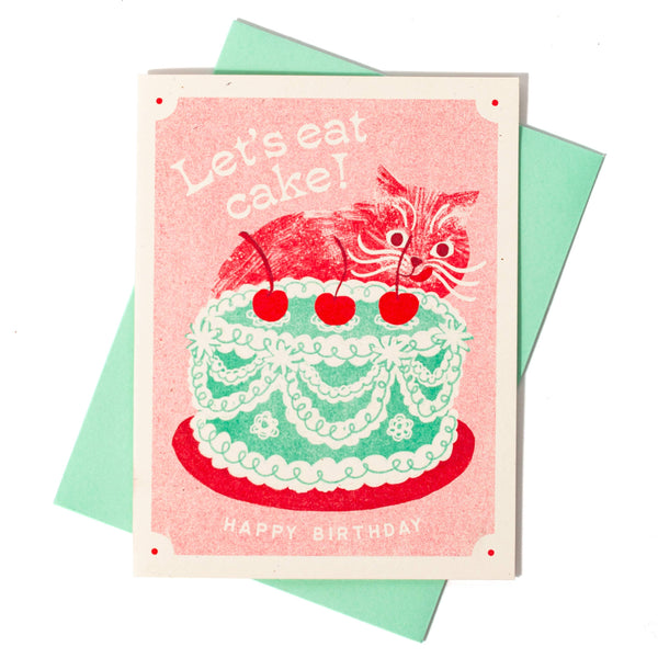 Let's Eat Cake Cat Birthday Card - DIGS
