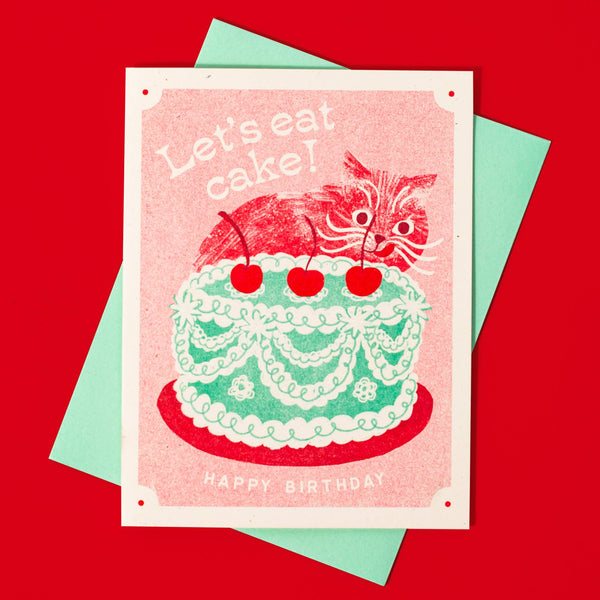 Let's Eat Cake Cat Birthday Card - DIGS