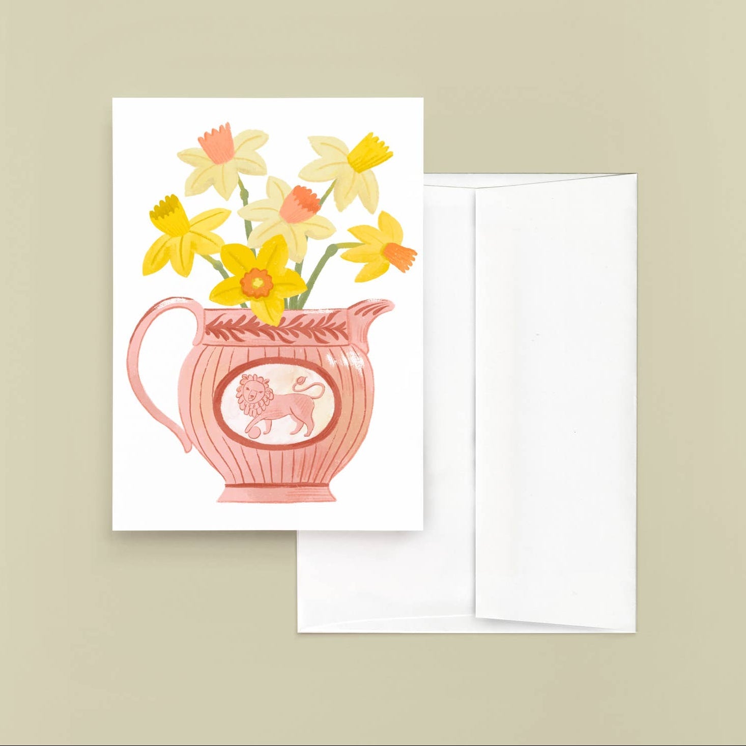 Lion Pitcher With Daffodils Card - DIGS