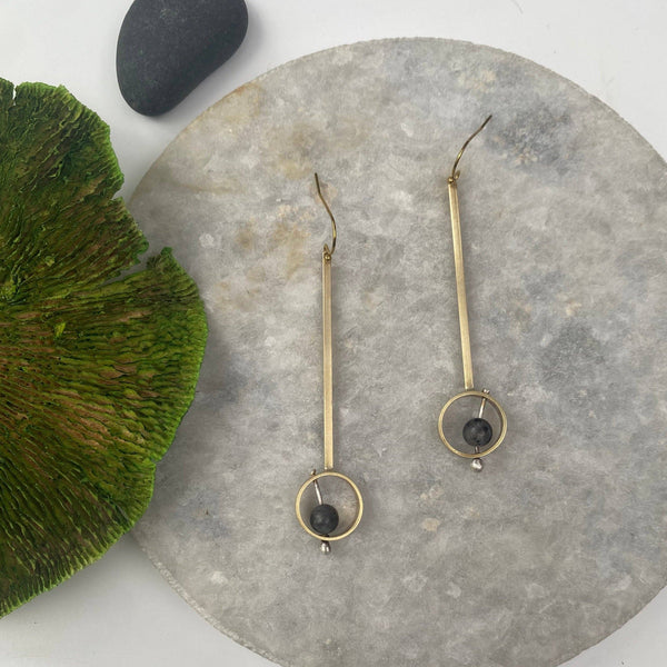 Long Framed Natural Stone Drop Earrings - DIGS