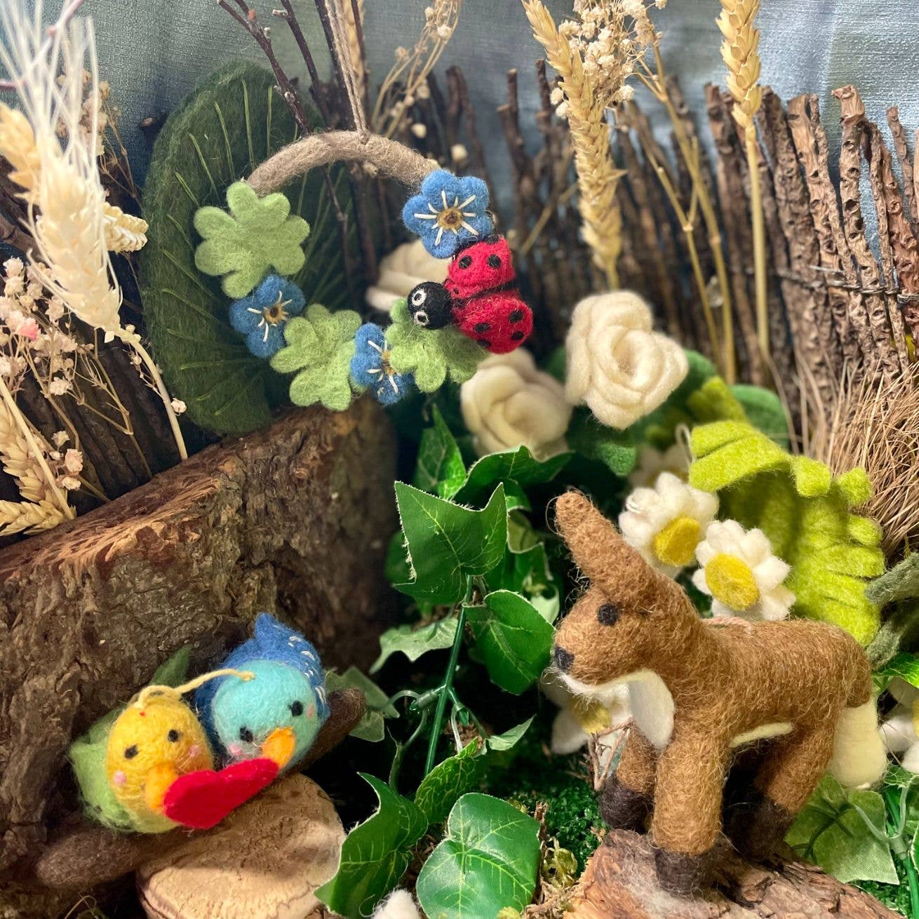 Lovebirds Budgies Felt Ornament - DIGS