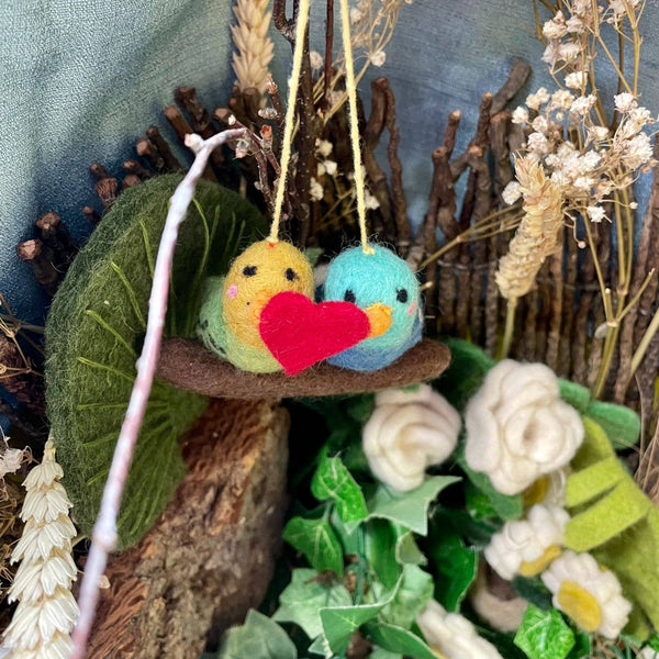 Lovebirds Budgies Felt Ornament - DIGS