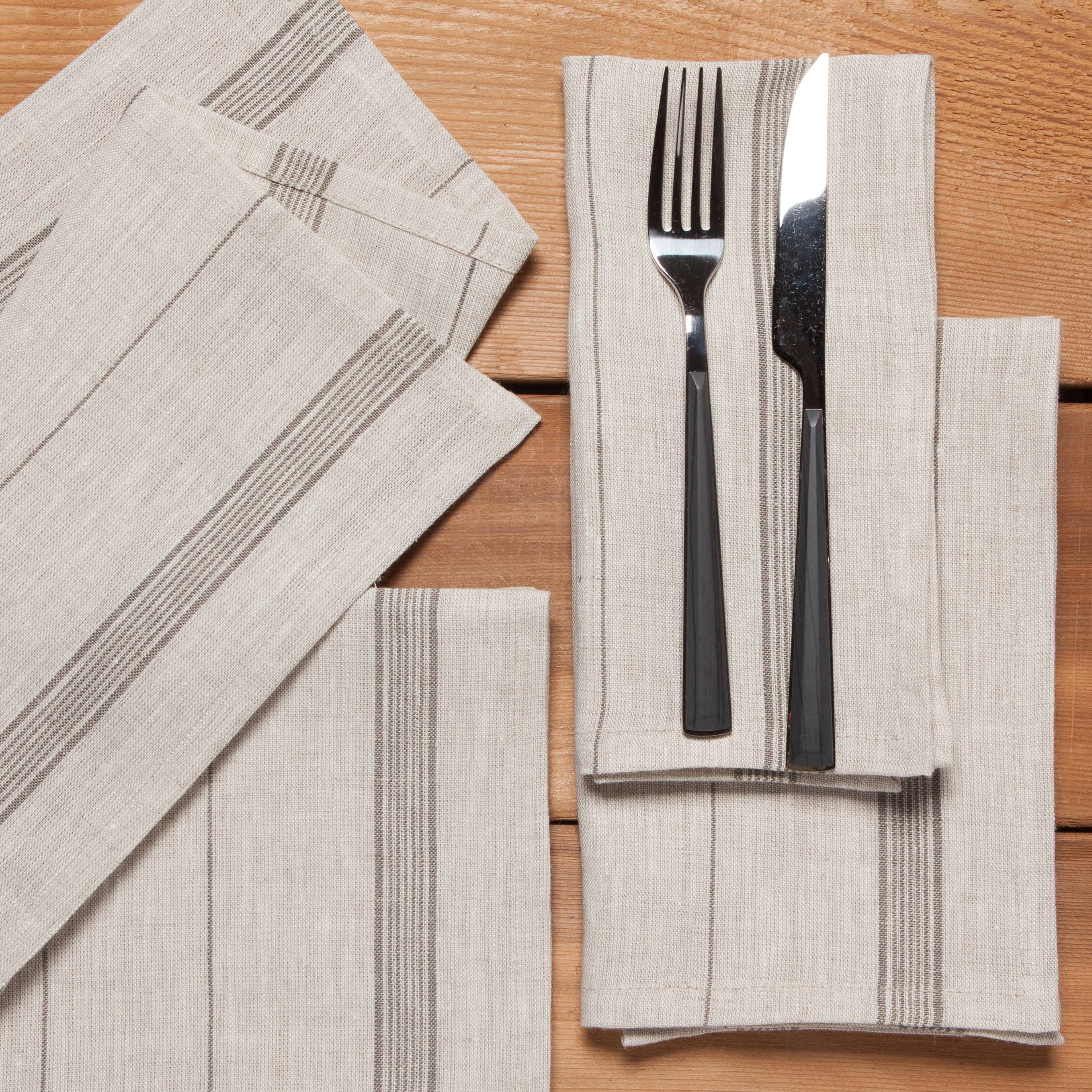 Maison Shadow Stripe Linen Napkins, Set of 4 - DIGS