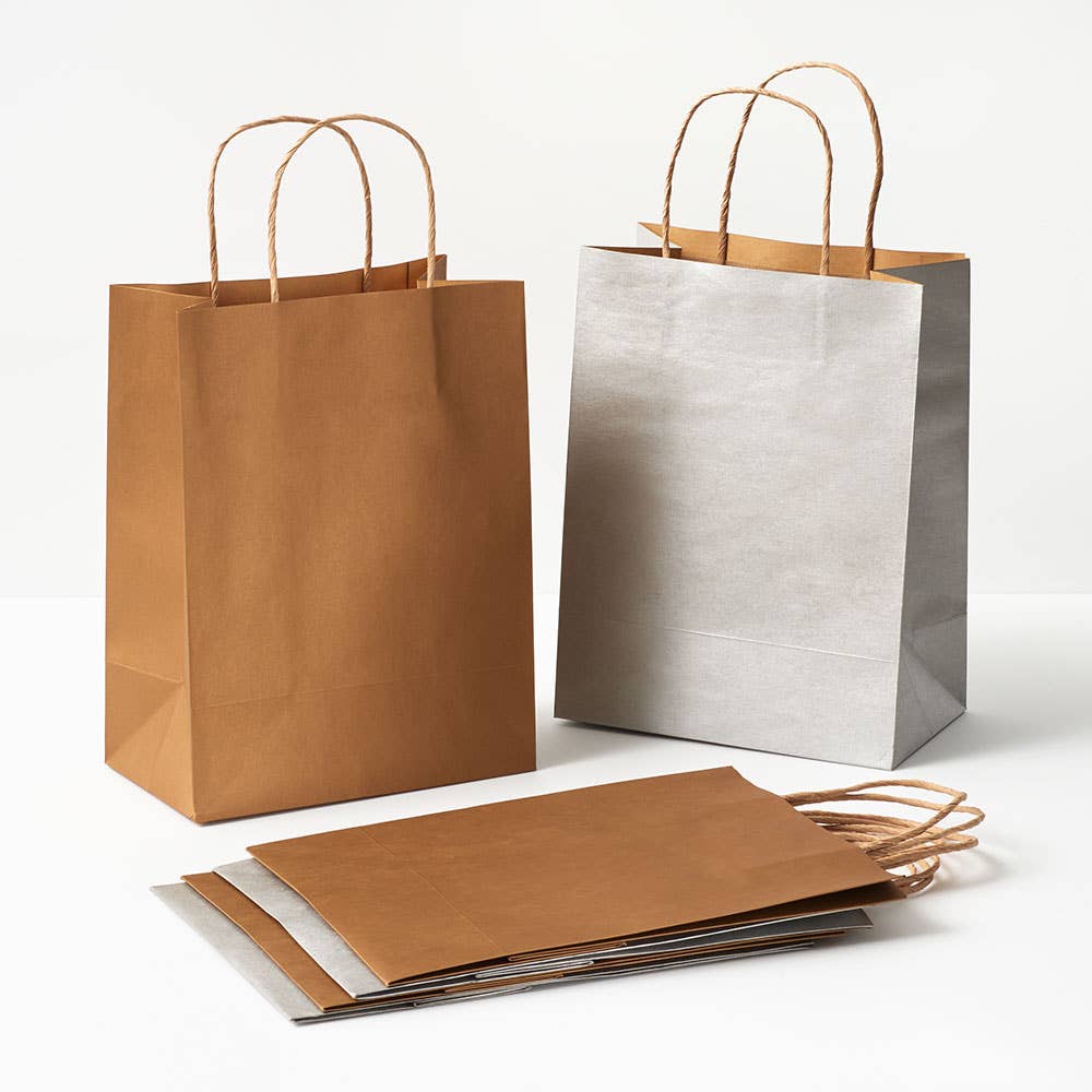 Metallic Silver & Gold Gift Bags, Set of 6 - DIGS