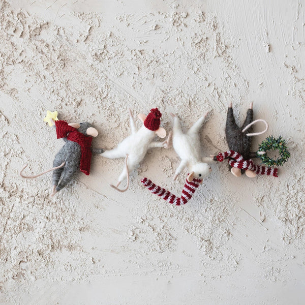 Mice in Scarfs & Hats Ornament - DIGS