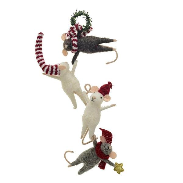 Mice in Scarfs & Hats Ornament - DIGS